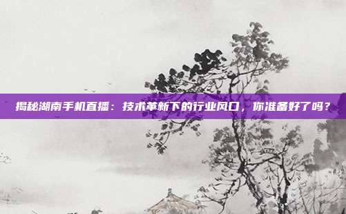 揭秘湖南手机直播：技术革新下的行业风口，你准备好了吗？