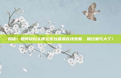 揭秘！如何轻松实现北京台直播在线观看，错过就亏大了！