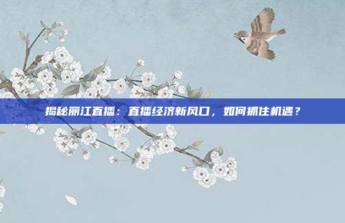 揭秘丽江直播：直播经济新风口，如何抓住机遇？