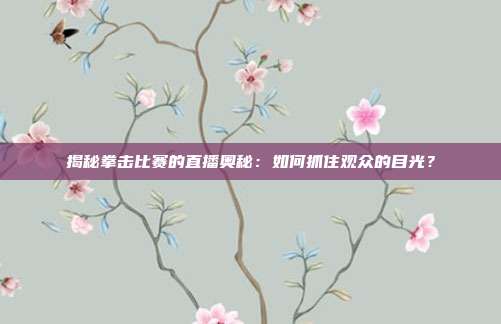 揭秘拳击比赛的直播奥秘：如何抓住观众的目光？
