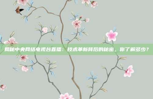 揭秘中央网络电视台直播：技术革新背后的秘密，你了解多少？