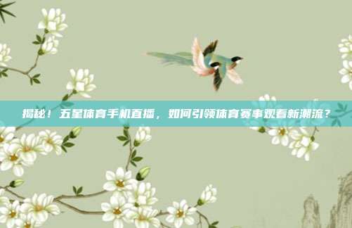 揭秘!五星体育手机直播,如何引领体育赛事观看新潮流?