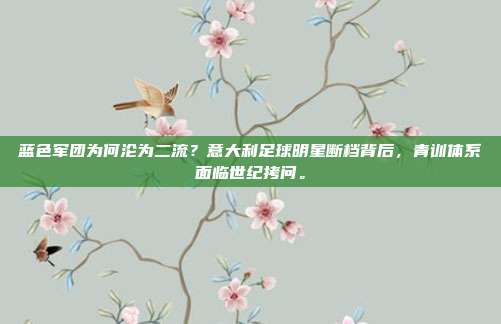 蓝色军团为何沦为二流？意大利足球明星断档背后，青训体系面临世纪拷问。