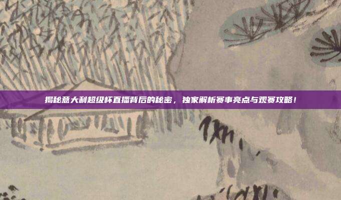 揭秘意大利超级杯直播背后的秘密，独家解析赛事亮点与观赛攻略！