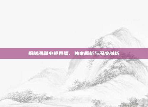 揭秘邯郸电视直播：独家解析与深度剖析