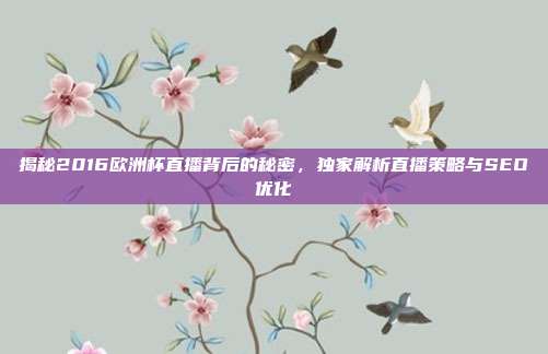 揭秘2016欧洲杯直播背后的秘密，独家解析直播策略与SEO优化