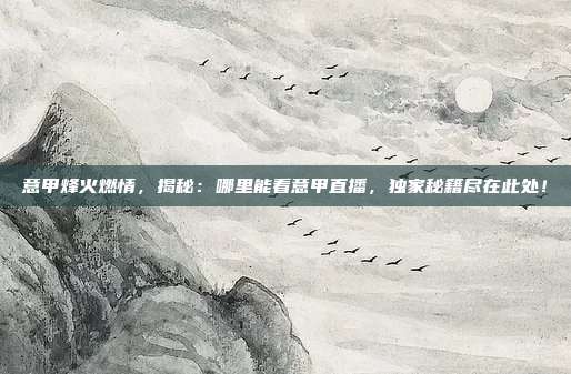 意甲烽火燃情,揭秘:哪里能看意甲直播,独家秘籍尽在此处!