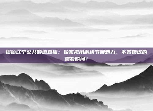 揭秘辽宁公共频道直播:独家视角解析节目魅力,不容错过的精彩瞬间!