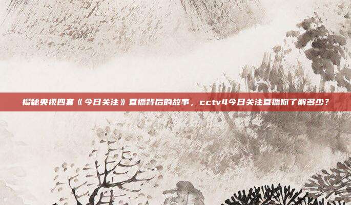 揭秘央视四套《今日关注》直播背后的故事，cctv4今日关注直播你了解多少？