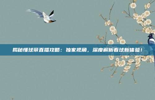 揭秘懂球帝直播攻略：独家视角，深度解析看球新体验！