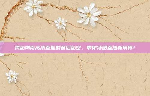 揭秘湖南高清直播的幕后秘密，带你领略直播新境界！
