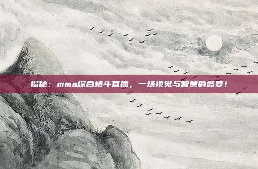 揭秘：mma综合格斗直播，一场视觉与智慧的盛宴！