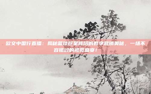 欧文中国行直播:揭秘篮球巨星背后的数字营销奥秘,一场不容错过的视觉盛宴!