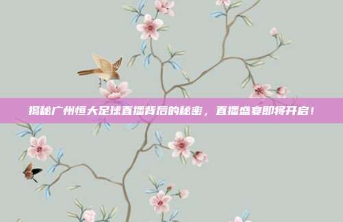 揭秘广州恒大足球直播背后的秘密，直播盛宴即将开启！