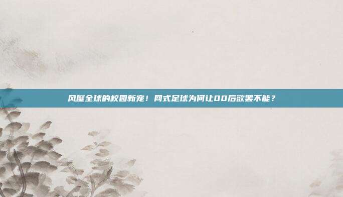 风靡全球的校园新宠！网式足球为何让00后欲罢不能？