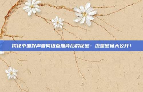 揭秘中国好声音网络直播背后的秘密：流量密码大公开！