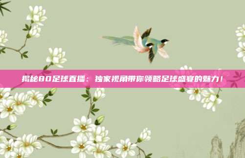 揭秘80足球直播:独家视角带你领略足球盛宴的魅力!