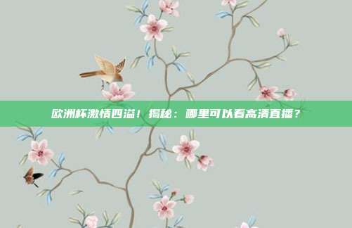 欧洲杯激情四溢！揭秘：哪里可以看高清直播？