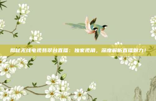 揭秘无线电视翡翠台直播：独家视角，深度解析直播魅力！