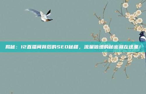 揭秘：12直播间背后的SEO秘籍，流量倍增的秘密就在这里！