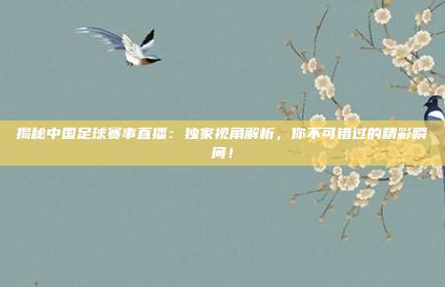 揭秘中国足球赛事直播：独家视角解析，你不可错过的精彩瞬间！