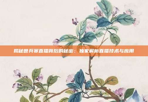 揭秘世兵赛直播背后的秘密:独家解析直播技术与应用