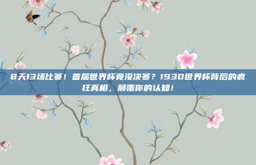 8天13场比赛！首届世界杯竟没决赛？1930世界杯背后的疯狂真相，颠覆你的认知！