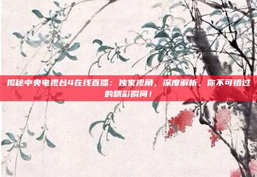 揭秘中央电视台4在线直播：独家视角，深度解析，你不可错过的精彩瞬间！
