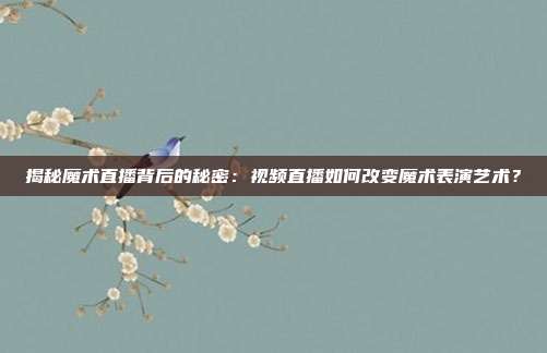 揭秘魔术直播背后的秘密:视频直播如何改变魔术表演艺术?