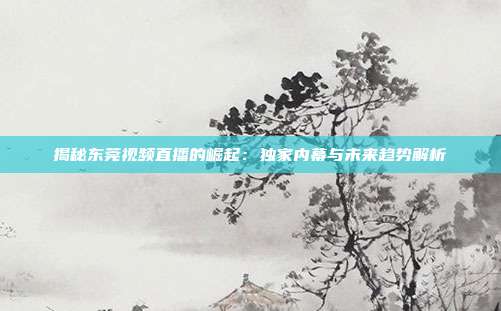 揭秘东莞视频直播的崛起:独家内幕与未来趋势解析