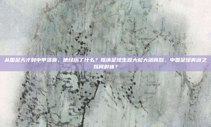 从国足天才到中甲落寞，他经历了什么？陈涛足球生涯大起大落背后，中国足球青训之殇何时休？