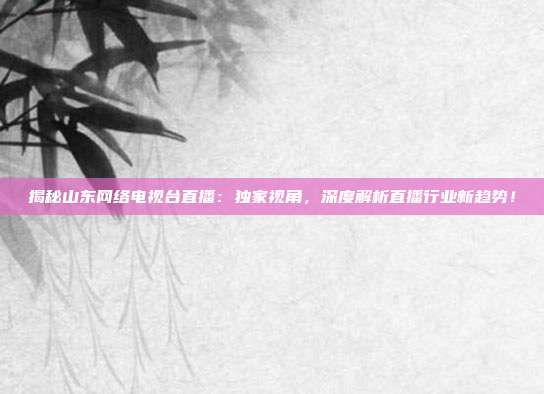 揭秘山东网络电视台直播：独家视角，深度解析直播行业新趋势！
