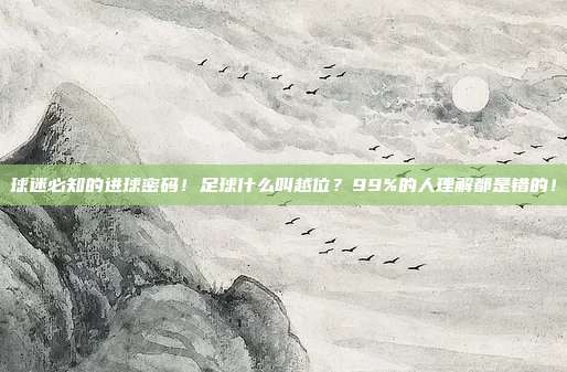球迷必知的进球密码！足球什么叫越位？99%的人理解都是错的！