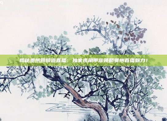 揭秘贵州四频道直播：独家视角带你领略贵州直播魅力！