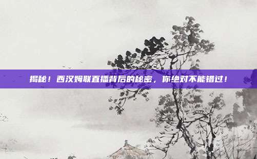 揭秘！西汉姆联直播背后的秘密，你绝对不能错过！