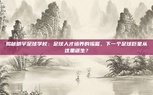 揭秘明宇足球学校：足球人才培养的摇篮，下一个足球巨星从这里诞生？