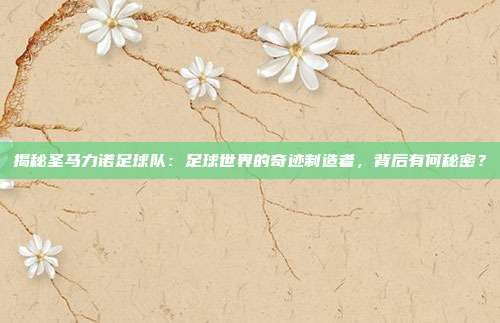 揭秘圣马力诺足球队:足球世界的奇迹制造者,背后有何秘密?