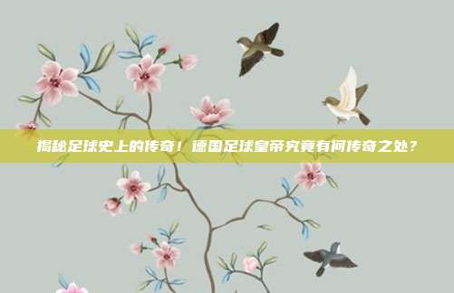 揭秘足球史上的传奇!德国足球皇帝究竟有何传奇之处?