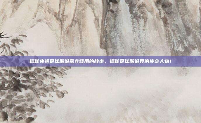 揭秘央视足球解说嘉宾背后的故事,揭秘足球解说界的传奇人物!