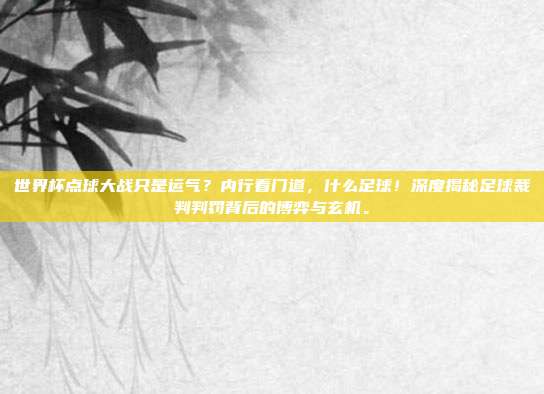 世界杯点球大战只是运气？内行看门道，什么足球！深度揭秘足球裁判判罚背后的博弈与玄机。