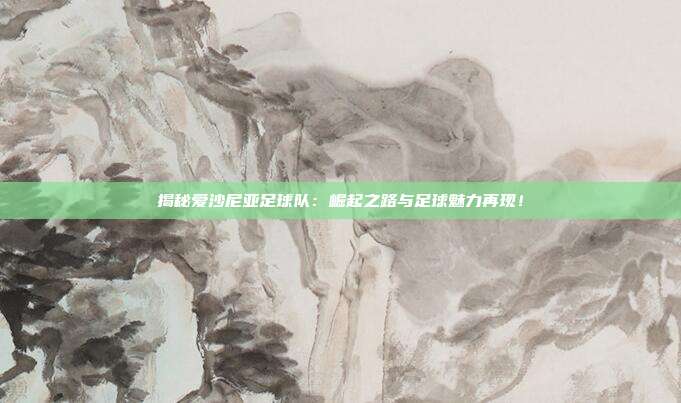 揭秘爱沙尼亚足球队:崛起之路与足球魅力再现!