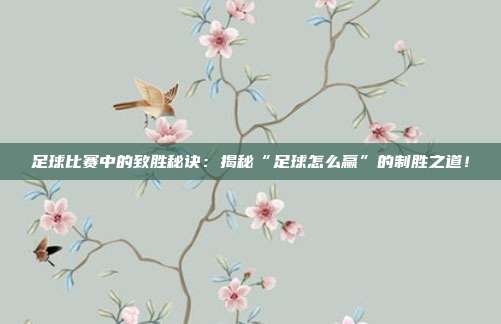 足球比赛中的致胜秘诀：揭秘“足球怎么赢”的制胜之道！