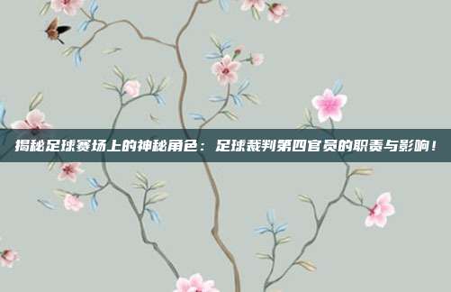 揭秘足球赛场上的神秘角色：足球裁判第四官员的职责与影响！