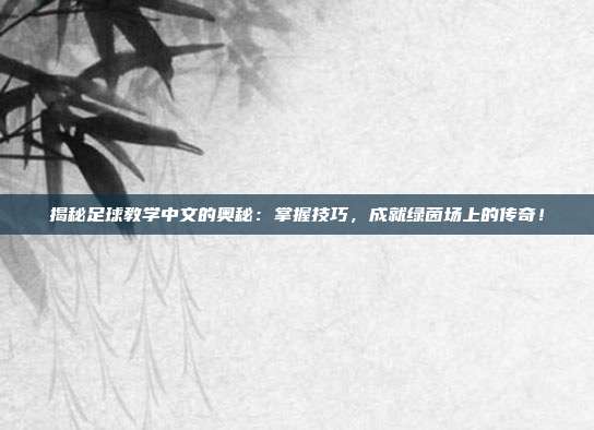 揭秘足球教学中文的奥秘:掌握技巧,成就绿茵场上的传奇!