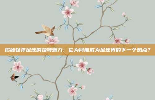 揭秘轻弹足球的独特魅力：它为何能成为足球界的下一个热点？