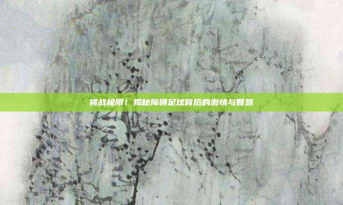 挑战极限！揭秘障碍足球背后的激情与智慧