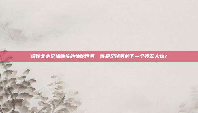 揭秘北京足球教练的神秘世界：谁是足球界的下一个领军人物？