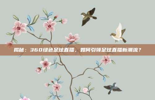 揭秘：360绿色足球直播，如何引领足球直播新潮流？