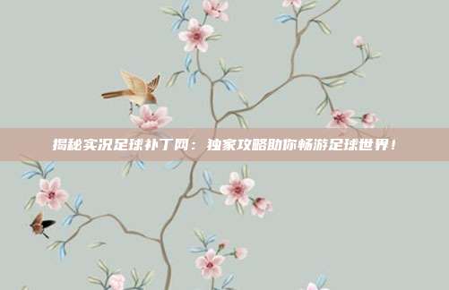 揭秘实况足球补丁网:独家攻略助你畅游足球世界!