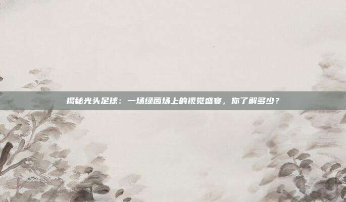 揭秘光头足球：一场绿茵场上的视觉盛宴，你了解多少？